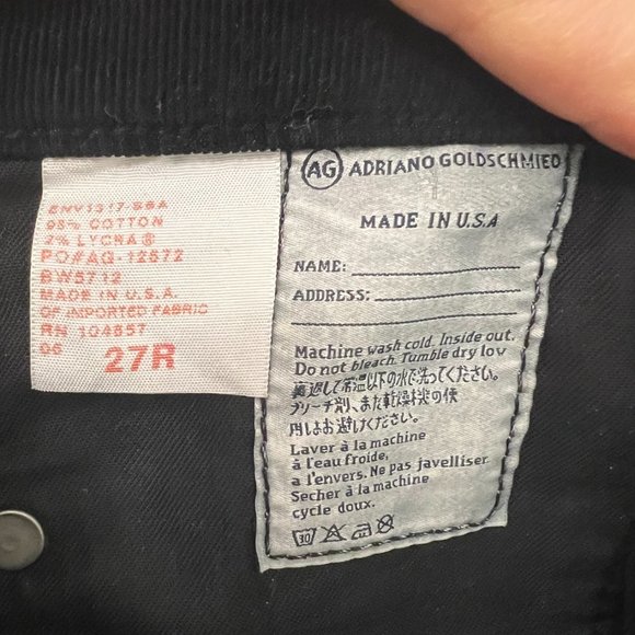 AG Adriano Goldschmied "The Ballad" Slim Boot Black Corduroy Women's Jean SZ 27R - Picture 6 of 6